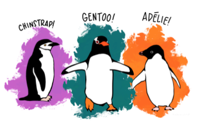 Image of three penguin types